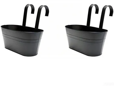 Immagine prodotto di Fioriere metalliche sospese con ganci per vasi da balcone - Decorazioni sospese - per balcone - Interno ed esterno - nero