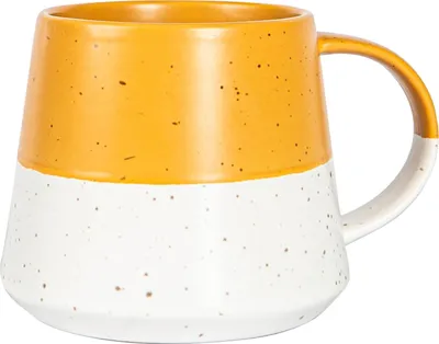 Produktbild von Nicola Spring – Kaffeetasse aus Keramik mit meliertem Belly-Muster – 370 ml – Senfgelb