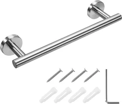 Productafbeelding van Handdoekhouder Wandmontage - Roestvrij Staal, 30 cm - Geborsteld Zilver voor Badkamer en Keuken