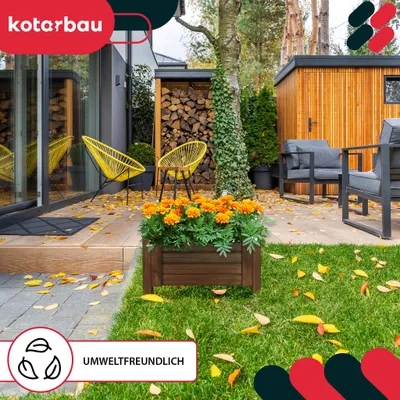 Produktbild von KOTARBAU® Blumenkasten 50x50x30cm Pflanzkasten mit Vlies Pflanzkübel groß außen Balkon Sichtschutz Blumenkästen Blumenkübel aus Kiefernholz Braun