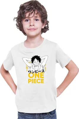 Produktbild von Kinder T-Shirt Japan Anime Manga One Manga Piece Anime Luffy 03 Smile, 12-13 Jahr - 152 / Weiß