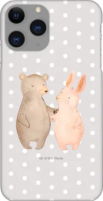 Produktbild von Mr. & Mrs. Panda Iphone 11 Pro Handyhülle Bär und Hase Umarmen - Grau Pastell - Geschenk, Freundin, für Immer, BFF, Premium Kunststoff, Handy Case, Beste