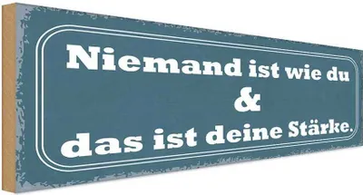 Produktbild von vianmo Holzschild 10x27 cm Niemand ist die du deine Stärke Spruch Zitat