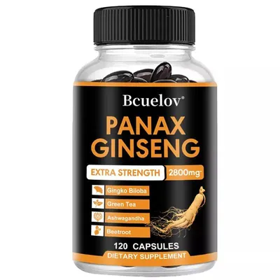 Image de Panax Ginseng 2800mg (120 capsules) Complément alimentaire, santé masculine, métabolisme, muscles, endurance, force, vitalité, énergie