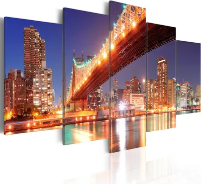 Produktbild von Leinwandbilder 200x100 cm 030211- 29 Vlies Leinwandbild 5 tlg Kunstdruck modern Wandbilder XXL Wanddekoration Design Wand Bild NEW YORK