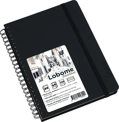 Produktbild von Lobome Skizzenbuch A4 | 64 Blatt Mixed Media Sketchbook | Zeichenbuch mit 150gsm Weißem Papier und Spiralbindung