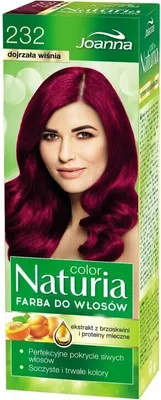 A box of Joanna Naturia Color hair dye with a picture of a woman with the hair color on the box.