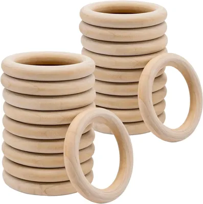 Produktbild von Set mit 20 Naturholzringen für Bastelarbeiten – 70 mm – glatt, für Vorhänge und DIY-Projekte