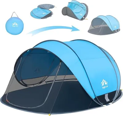 Produktbild von Pop Up Strand Zelt: 3 4 Personen Camping Strandmuschel mit Moskitonetz uv Schutz 50+ Sonnenschutz für Outdoor