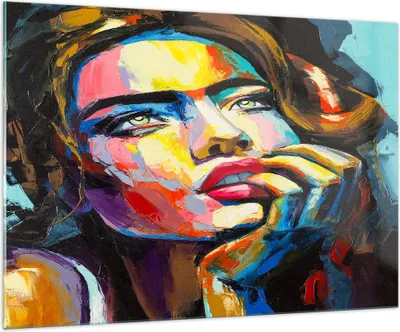 Produktbild von Bilder auf glas - Mädchen Gesicht - 100x70cm - Glasbilder - Wandbilder - Kunstdruck - zum Aufhängen bereit - Wanddekoration aus Glas - Glas Bilder - Wandbild auf Glas - Einteilig - GAA100x70-3456
