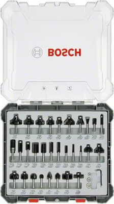 Zdjęcie produktu dla Bosch 30-częściowy mieszany zestaw frezów z chwytem 6 mm