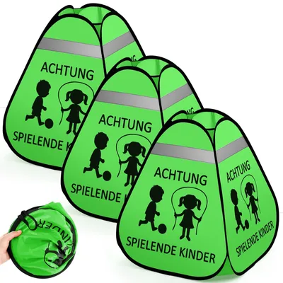 Productafbeelding van 3-Pack Verkeerswaarschuwingsbord Let Op Verkeersborden Kinderspeelstopbord Pop-Up Waarschuwingskegel Voor Kinderen, 60 x 50 x 50 cm