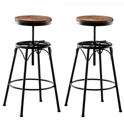 Produktbild von CLP 2er-Set Barhocker Beam höhenverstellbar schwarz