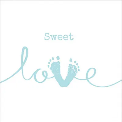 Produktbild von Servietten Papier 33x33cm 3-lag mit Babyfüße Motiv hellblau 20 Stück