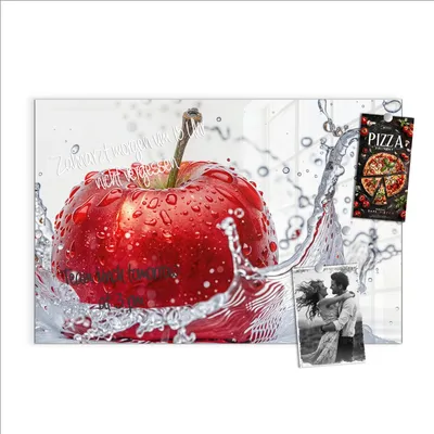 Produktbild von Magnettafel 90x60cm Pinnwand Whiteboard beschreibbar - Spritzender Apfel