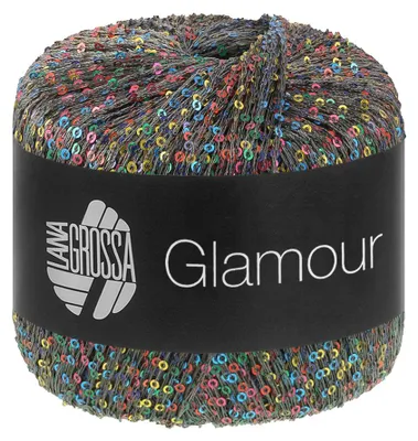 Produktbild von Lana Grossa GLAMOUR 25 g Beilaufgarn mit Pailletten für funkelnde Akzente 115 m Farbe 107 - Dunkelblau/-grau