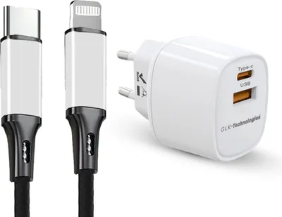 Produktbild von GLK 33W USB C Schnellladegerät Weiß mit Ladekabel iPhone Apple Universal C XS XR
