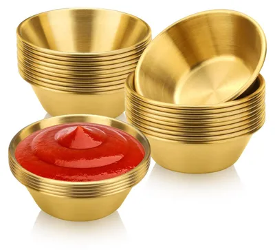 Produktbild von Solidchoice – 25 Stück runde Stahl-Servierteller, 6,5 cm Durchmesser, goldfarben