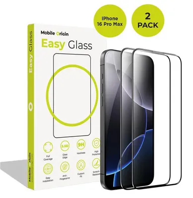 Obrázek produktu pro Mobile Origin FRL-EG-I16PROMAX-2PK, Apple, iPhone 16 Pro Max, Vodoodpudivé přípravky, Odolné proti poškrábání, Průhledná, 2 kusů