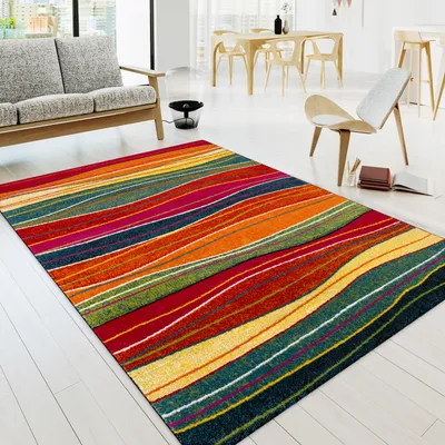 Produktbild von Teppich Wohnzimmer Schlafzimmer Jugendzimmer Kurzflor Modern Vintage Bunt Abstrakte Muster Grösse 160x230 cm