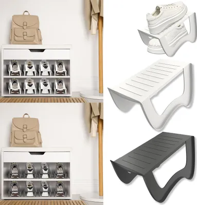 Produktbild von NAIZY 10 Stück Schuhschlitze Organizer aus stabilem PP, rutschfeste Schuhhalter, platzsparend Schuhregal für Zuhause, Eingangsbereich, Kleiderschrank, Weiß