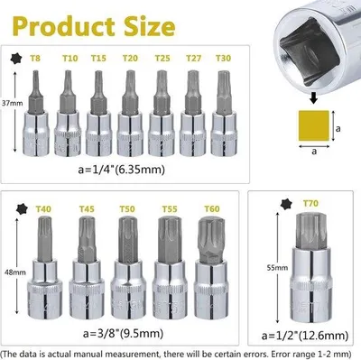 Image de Jeu de clés Torx avec embouts Torx en acier, 13 pièces, avec entraînement 1/4 pouce, 3/8 pouce et 1/2 pouce