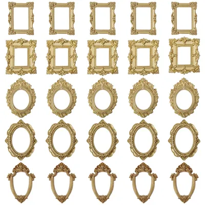 25 Mini Vintage Kunstharz-Fotorahmen, Gold