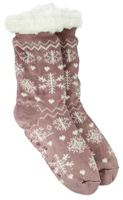 Produktbild von Hüttensocken Kuschelsocken Anti Rutsch Socke, Winter Hausschuhe Socken, Strick Fleece Gefütterte Warme M2-Altrosa/36-38