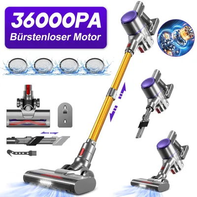 Produktbild von Portreen Akku Staubsauger, 500W/36000Pa Staubsauger kabellos mit HEPAx4,50 Min, kabelloser Staubsauger,Anti-Tangle-Staubsauger
