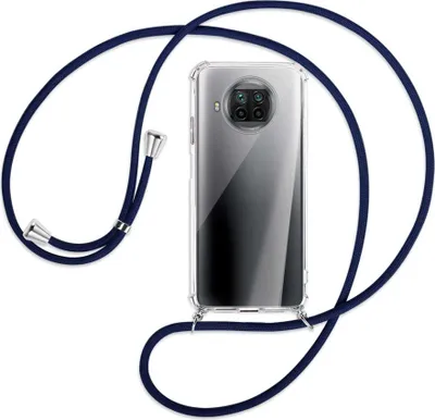 Produktbild von Handykette Backcover-Schutzhülle mit Band (Metall silberfarben) für Xiaomi Mi 10T Lite 5G - dunkelblau