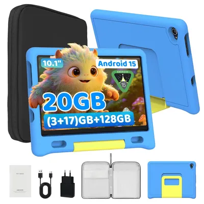 Produktbild von Kinder-Tablet 10 Zoll IPS HD, 128GB ROM, 20GB RAM, vorinstallierte Lern-Apps, Kindersicherung, inkl. Tablet-Tasche für unterwegs