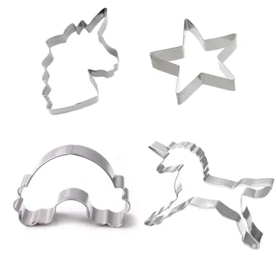 Produktbild von EinhornLiebe - Keks Ausstecher 4er Set - Einhorn, Stern, Regenbogen, Einhornkopf (Edelstahl)