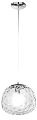 Immagine prodotto di Lampada a Sospensione in Cromo Lucido e Vetro Trasparente, Design Elegante 1xE27 60W, Ideale per Illuminazione Interni Moderna - Perenz