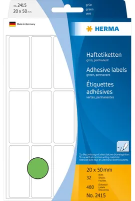 Immagine prodotto di HERMA Etichette multiuso verdi 20x50 mm, carta opaca, 480 pezzi