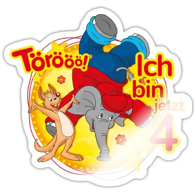 Produktbild von Spreadshirt Benjamin Blümchen Ich Bin Jetzt 4 Sticker Aufkleber, 10 x 10 cm, Weiß glänzend