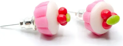 Produktbild von Cupcake Kuchen Ohrstecker Miniblings Törtchen Torte Küchlein ROSA mit Kirschen