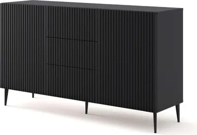 Produktbild von FURNLUX Sideboard Ravenna B Schwarz 150cm / Hauptfarbe: Schwarz / Abmessungen: 150 x 87 x 42 cm