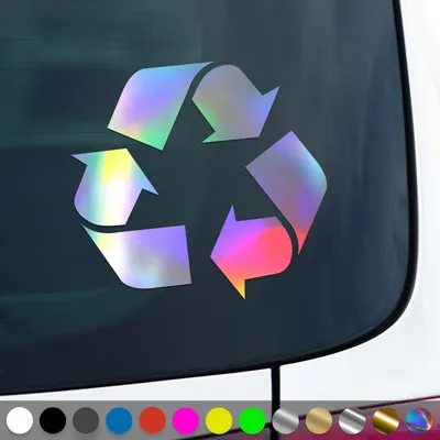 Produktbild von PantherPixel Recycling Aufkleber Mülltrennung Mülltonne Sticker Auto Geschenkidee Farbe Oilslick-Hologramm