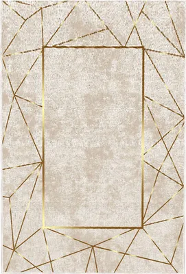 A rectangular rug with a geometric pattern.