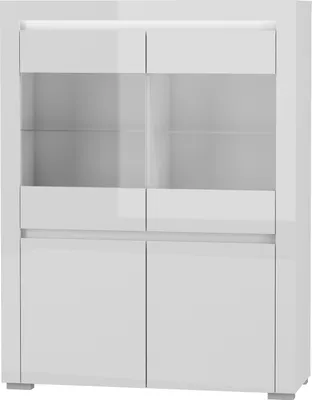 Produktbild von Furniture24 Vitrine 106 cm Alaska AAW-1 mit 2 Glasboden 2 türiger Wohnzimmer Schrank Vitrinenschrank Wohnzimmerschrank