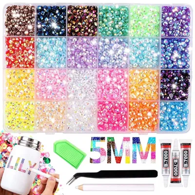 Strass-Set 24 Farben 5 mm Flatback für DIY-Basteln mit Pinzette