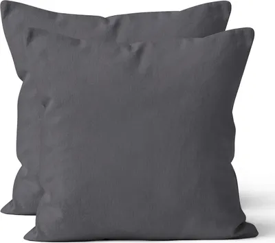 Produktbild von 2 er Set Mikrofaser UNI Kissenhüllen Kissenbezüge Kopfkissenbezug 80x80 cm, Anthrazit