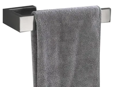 Obrázok produktu pre Držiak na uteráky na upevnenie na stenu, 21 cm, brúsená strieborná nehrdzavejúca oceľ 304