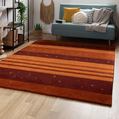 Produktbild von Steffensmeier Gabbeh Teppich Shiraz | Wolle, Terra, Größe: 300x400 cm Kurzflor Teppich für Wohnzimmer, Ethno Look