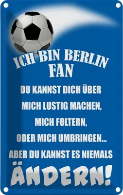 Produktbild von vianmo Blechschild 18x12 cm ich bin Berlin Fan Fussball Sport Hobby