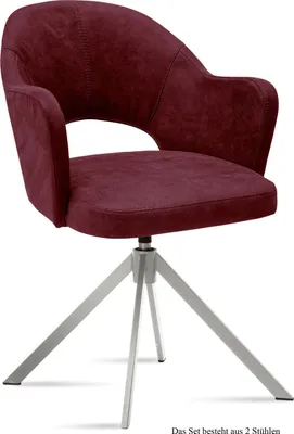 Produktbild von Armlehnstuhl drehbar (2er-Set) Davinia 59x87x61 Edelstahl/Marsala