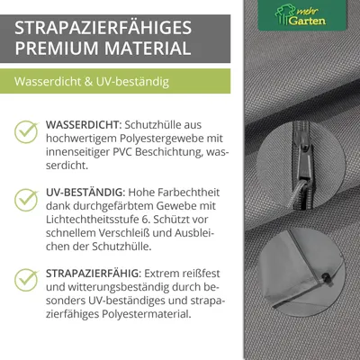 Zdjęcie produktu dla Pokrowiec ochronny Premium na stelaż parasola wspornikowego prosty, rozmiar: 250 cm x 63 / 57 cm do parasoli okrągłych do Ø 400 cm kwadratowych do 330 x 330 cm