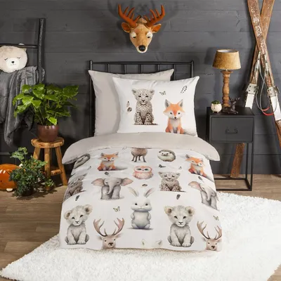Produktbild von Traumschlaf Flanell Bettwäsche Jungtiere 155x220 cm + 80x80 cm