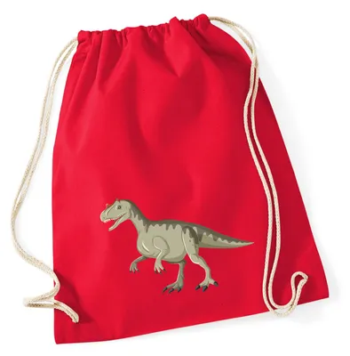 Produktbild von Huuraa Turnbeutel Allosaurus Dinosaurier 12 Liter Classic Red Baumwolle Rucksack Geschenkidee