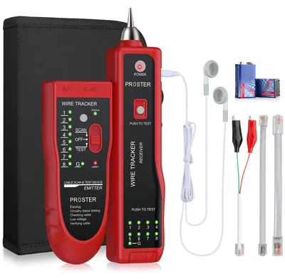 Imagen del producto de Localizador de cables RJ11 y RJ45, probador de cables multifunción para cables de red (rojo)